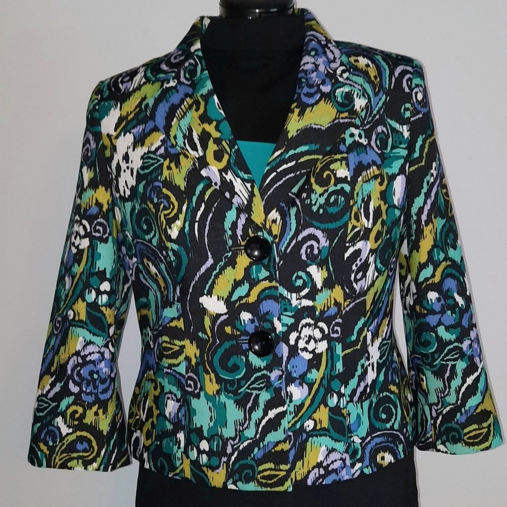 Kasper Dress Suit Jacket Paisley Floral Design Size 12 Excellent